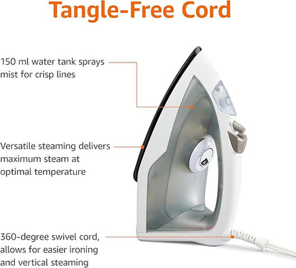 Amazon Basics 1200W 10” Steam Iron, - Image 4