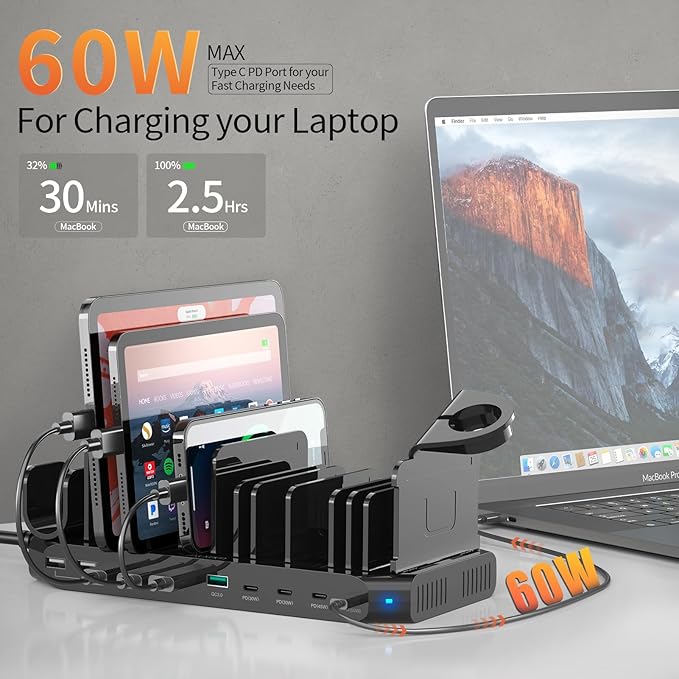 Alxum 140W USB C Charging Station -10 Port Fast Charging Station - Image 3