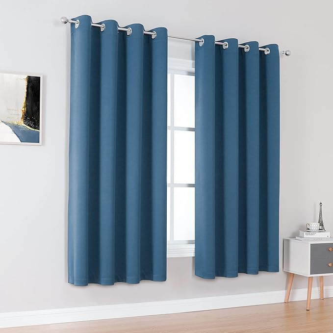 DUALIFE Midnight Blue Curtains 63 Inch Length - Image 2