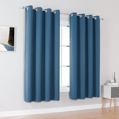 DUALIFE Midnight Blue Curtains 63 Inch Length - Image 2