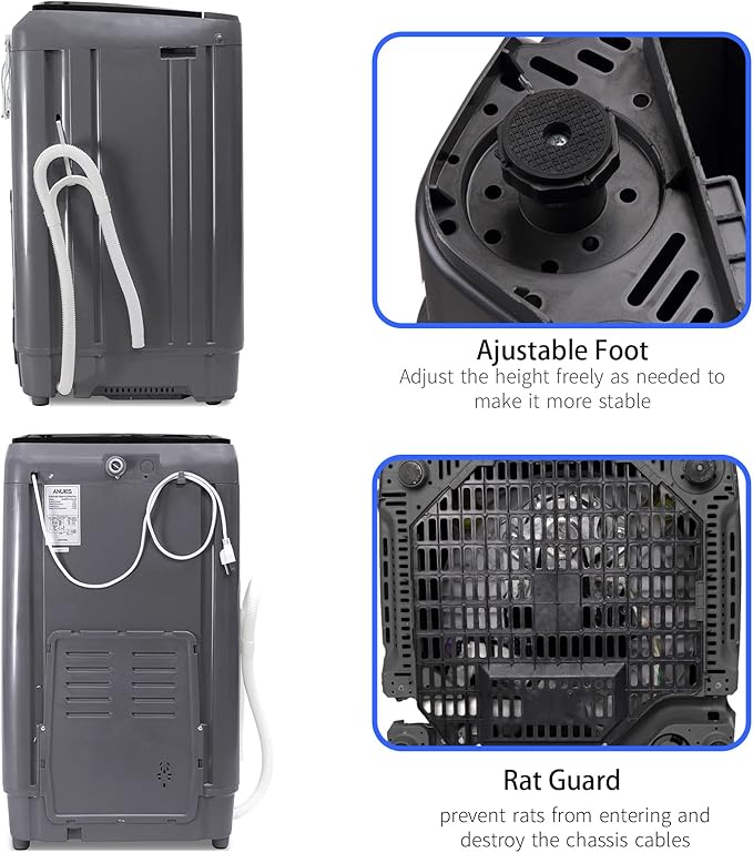Anukis Fully Automatic Washing Machine, 13 lbs Capacity Compact Laundry Washer - Image 2