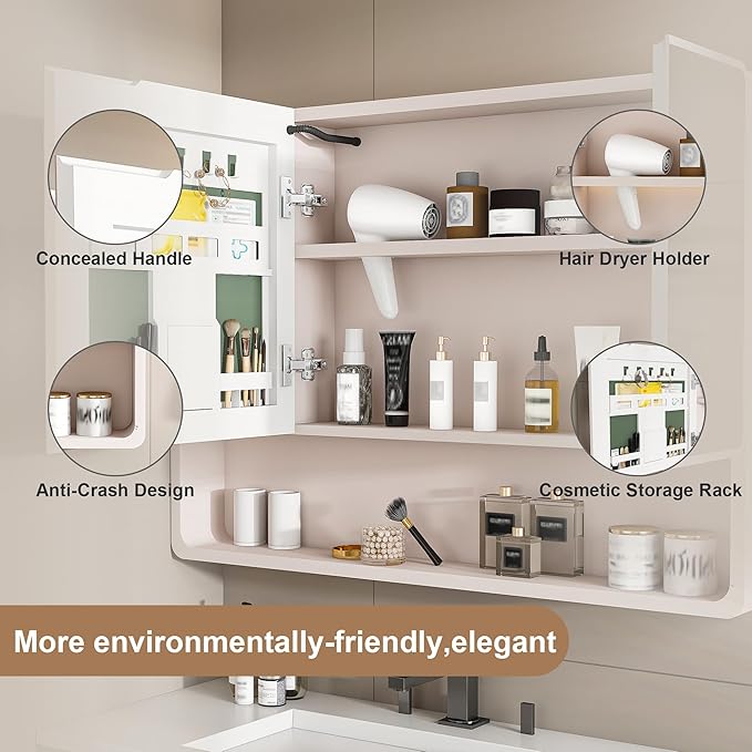35x28 Inch Bathroom Mirror Cabinet - Image 5