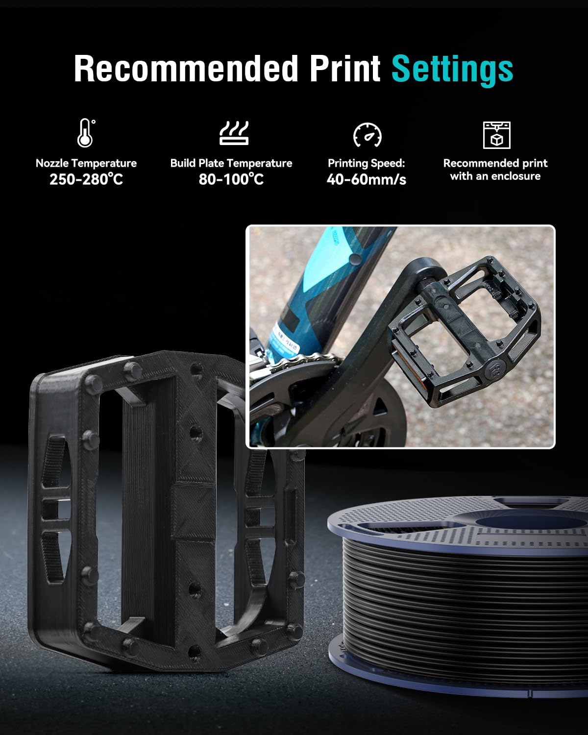SUNLU ABS Filament 1.75mm,Black+Olive Green+Silver+Yellow,4kg