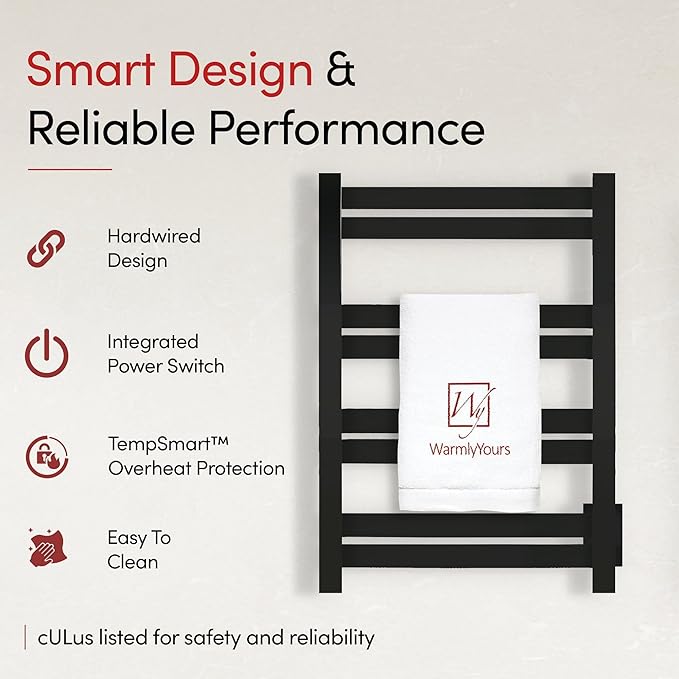 WarmlyYours Heated Towel Warmer Rack, Integrated On/Off Switch - Image 4