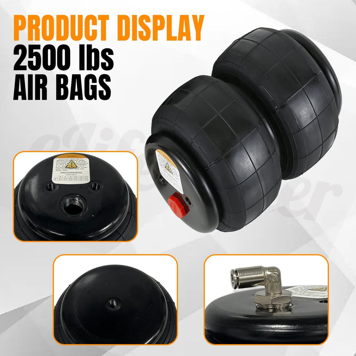 Universal 1/2" NPT Port Heavy Duty 2500 lbs Double Air Bags Suspension