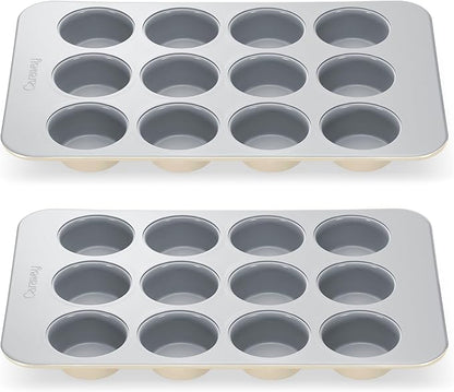 Caraway Non-Stick Ceramic 12-Cup Muffin Pan Duo by Caraway