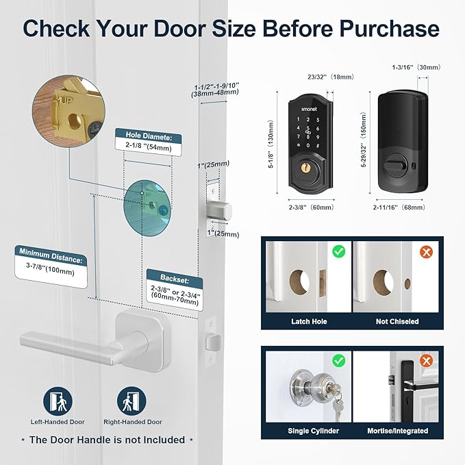 Smart Deadbolt, SMONET Keyless Entry Door Lock - Image 5