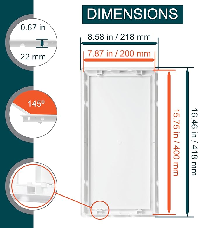 8" x 16" White Plastic Access Panel. Service Shaft Door Panel. Plumbing - Image 2