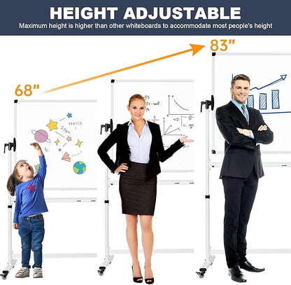TANKEE Mobile Whiteboard 48 X 36 Inches Height Adjustable Large Standing White - Image 2