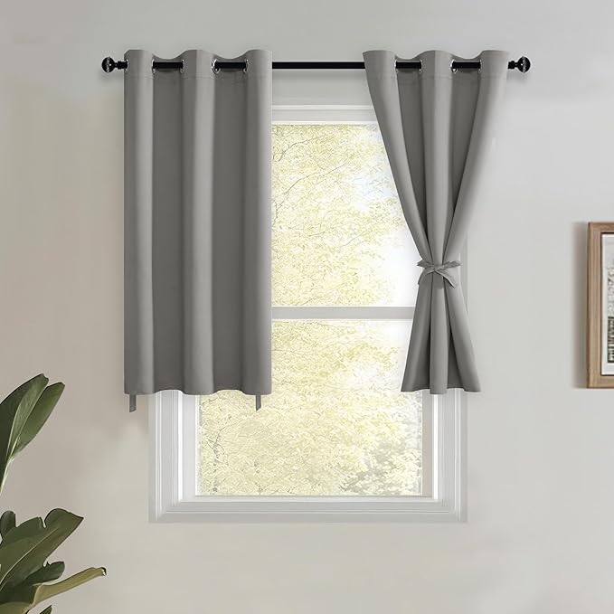 JIUZHEN Short Curtains Kitchen Half Window Blackout Curtains by JIUZHEN