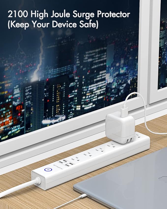 2 Pack Surge Protector Power Strip - 10FT Long Extension Cord - Image 4