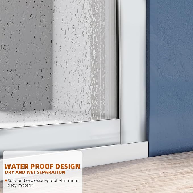 Shower Glass Panel 34" W x 74" H, Fixed Shower Screen - Image 4