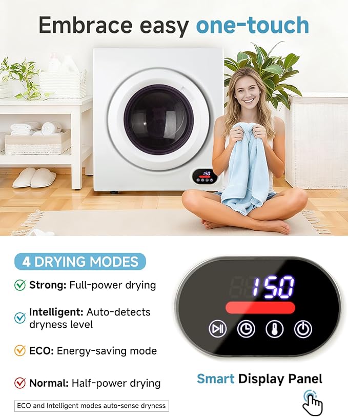3.5 Cu.Ft Portable Clothes Dryer - 1500W Clothes Dryer - Image 4