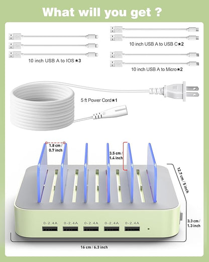 MSTJRY Charging Station for Multiple Devices : 5 Port Multi USB-A Charger - Image 7