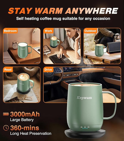 Kepwam Self Heating Coffee Mug T2, 16oz Smart Heated Coffee Mug, 150 Min - Image 4