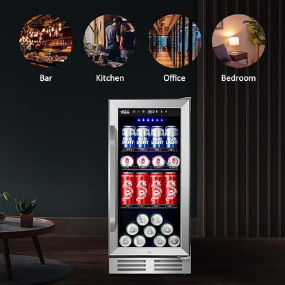 15'' Beverage Refrigerator and Beer Fridge Under Counter Built-in or - Image 6