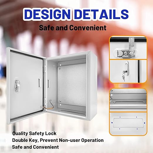 Outdoor Electrical Box 12 x 10 x 6''D NEMA 4X Enclosure Steel Box, Waterproof & - Image 4