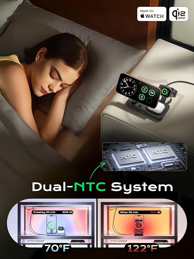 THREEKEY 3 in 1 iPhone 17 Charging Station, MagSafe Charger Compatible - Image 7
