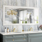 Amorho Bathroom Mirror, 60X28 Inch White Thick Metal Framed Wall Mirrors by Amorho