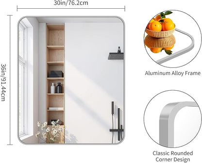 FORBATH 30x36 Inch Silver Bathroom Mirror - Image 8