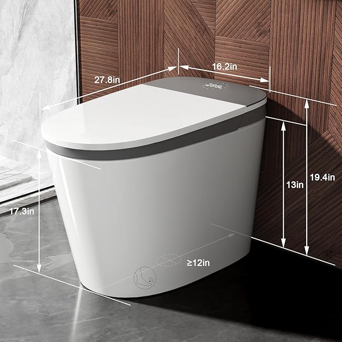 Smart Toilet with Built-in Tank, Pump-Assisted Flush, Foot Sensor, Heated Seat - Image 7