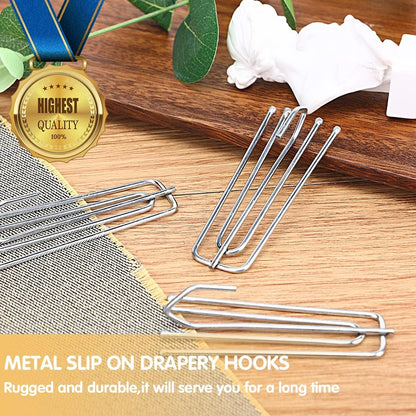 60 Pack Curtain Hooks for Drapes, 4-Prong Pinch Pleat Drapery Hooks | 60 sturdy metal 4-prong curtain hooks for pleat tape and header pockets, creating neat pinch pleats for rings or tracks