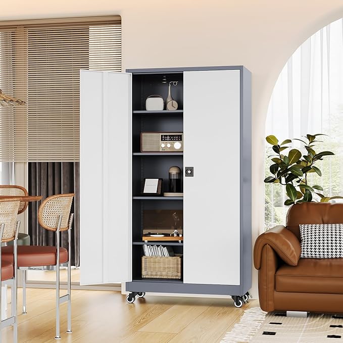 Metal Rolling Storage Cabinet-74.6” Tall Steel File Cabinets - Image 6