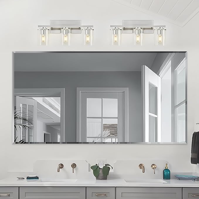 60x36 Inch Bathroom Mirror Frameless Beveled Edge Rectangle Wall Mirror by LAMCHMOR