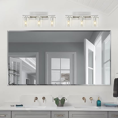 60x36 Inch Bathroom Mirror Frameless Beveled Edge Rectangle Wall Mirror by LAMCHMOR
