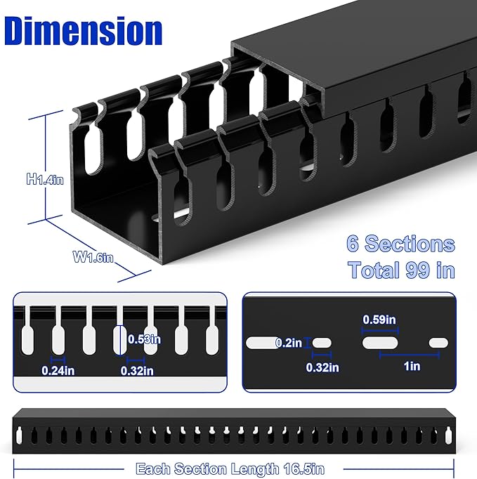 ZhiYo H1.4 x W1.6in Server Rack Cable Management Raceway, 94.5in Cable Raceway - Image 3