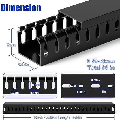 ZhiYo H1.4 x W1.6in Server Rack Cable Management Raceway, 94.5in Cable Raceway - Image 3