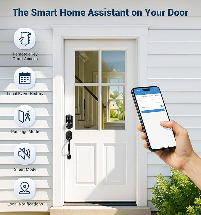 Veise VE06-H Smart Front Door Lock Set, App Control, Keyless Entry Deadbolt - Image 7