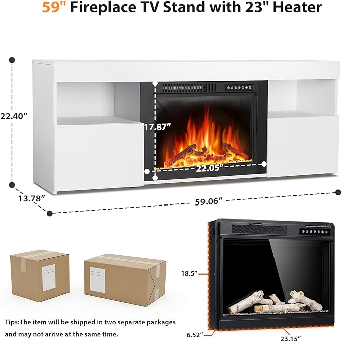 59" Electric Fireplace TV Stand - Image 3