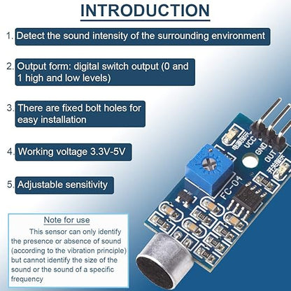 DAOKAI 5PCS Microphone Sensor Module High Sensitivity Sound Detection Sound - Image 2