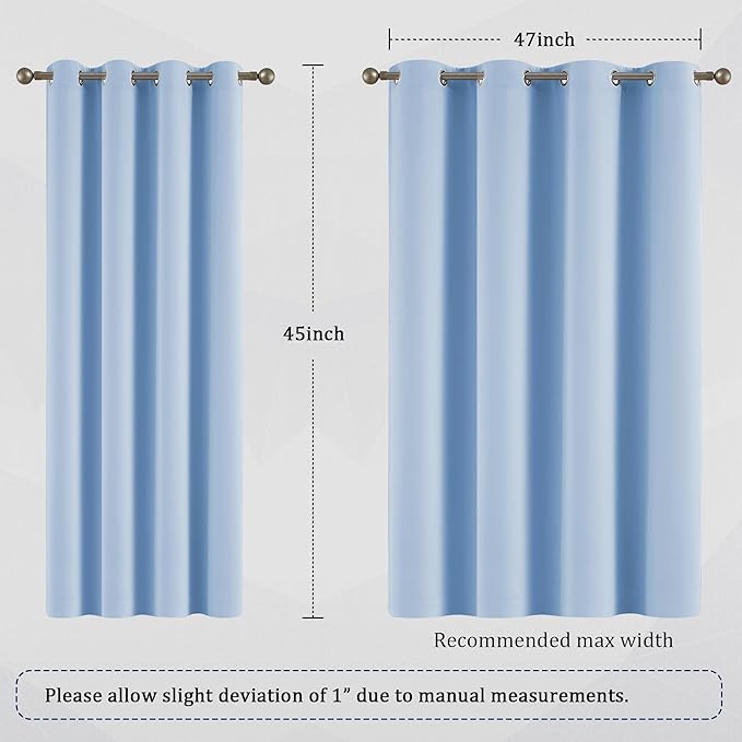 DUALIFE Light Blue Blackout Curtains 45 Inch Length - Image 7