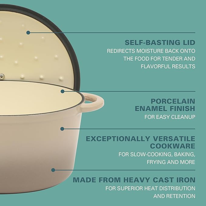 Gibson Home Addlestone 7 Qt Enameled Cast Iron Dutch Oven Pot - Image 3