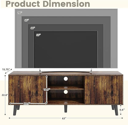 EROMMY 63'' Fluted TV Stand for 70 Inch TV, Modern Entertainment Center - Image 2