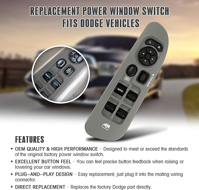 Power Window Switch and Taupe Bezel Fits - Image 6