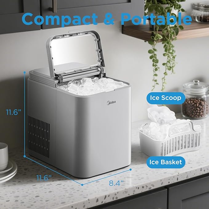 Midea MERI26B1AGY Countertop Bullet-Ice Maker, 8 Ice Bullets Ready in 6 Minutes - Image 3