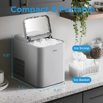 Midea MERI26B1AGY Countertop Bullet-Ice Maker, 8 Ice Bullets Ready in 6 Minutes - Image 3