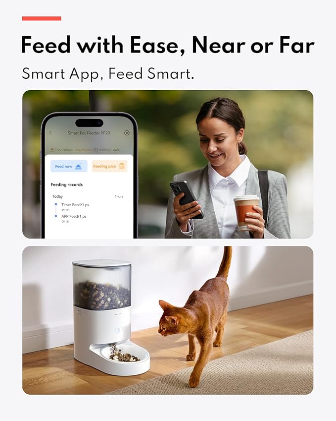 Homerunpet Smart Automatic Cat Feeder, No Jam Freeze Dried Safe, WiFi & - Image 2