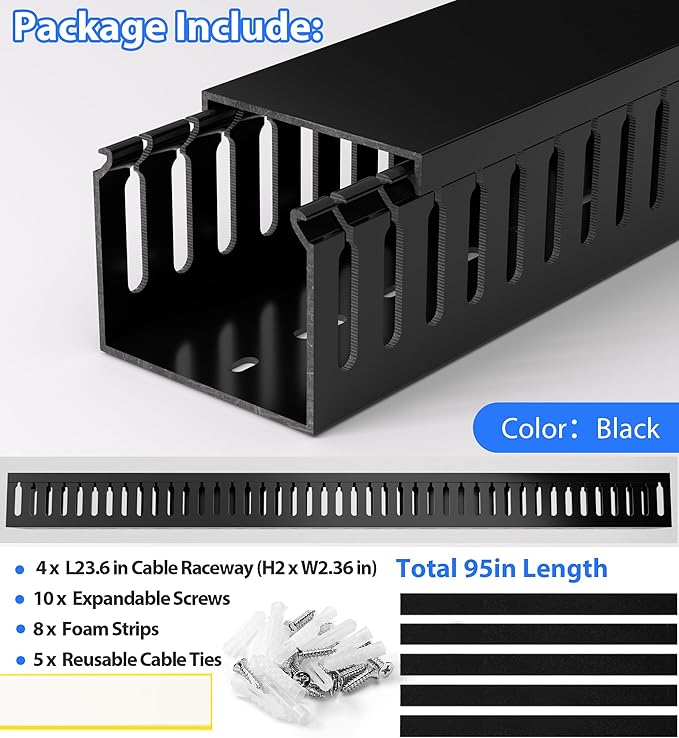 ZhiYo H2in x W2.4in Professional Server Rack Cable Management Raceway, 95in - Image 5