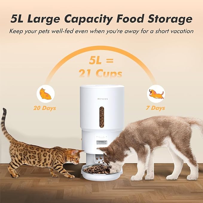 Automatic Cat Feeder - 5L Anti-Clog Cat Food Dispenser Keeps 2-15mm Dry Food - Image 8