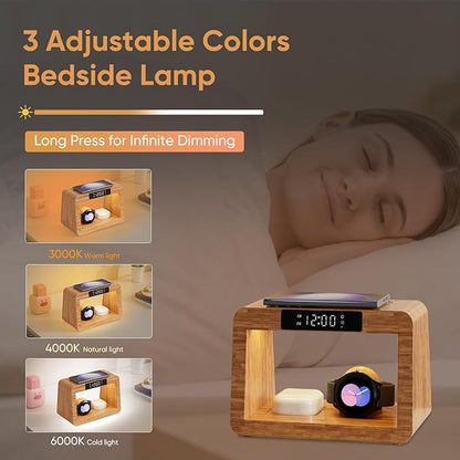 Bamboo Wireless Charging Station, 3 in 1 Charging Station - Image 7