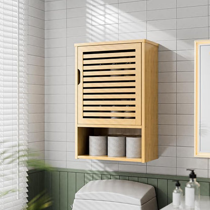 HITNET Bathroom Wall Cabinet, Medicine Cabinet Over The Toilet, Bamboo Hanging - Image 2