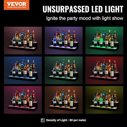 VEVOR LED Lighted Liquor Bottle Display, 2 Tiers 24 Inch Commercial Illuminated - Image 4