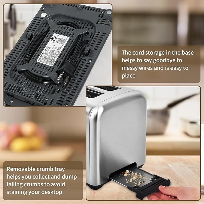 SEEDEEM Toaster 2 Slice, Full Touch Control Stainless Toaster, LCD Display - Image 5