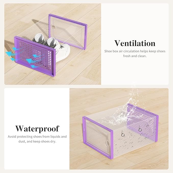 Kuject X-Large Shoe Storage Boxes Organizers Clear Plastic Stackable 12 Pack - Image 5