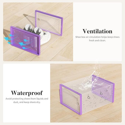 Kuject X-Large Shoe Storage Boxes Organizers Clear Plastic Stackable 12 Pack - Image 5