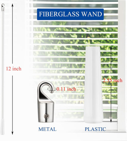 JUYO VONSAN 3Pcs 12 Inches Blinds Wand Replacement With Hook, Extension and Pull Fiberglass Wand (3, 12 Inch)